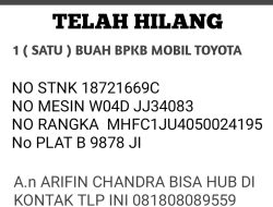 Kehilangan BPKB mobil